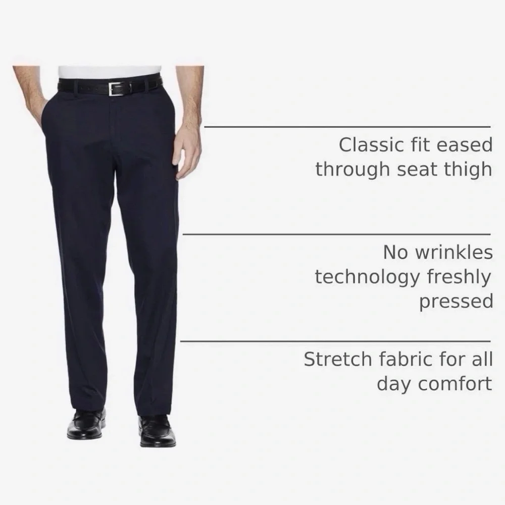 Dockers Classic Fit Signature Khaki Lux Cotton Stretch Pants Navy Size 48x32